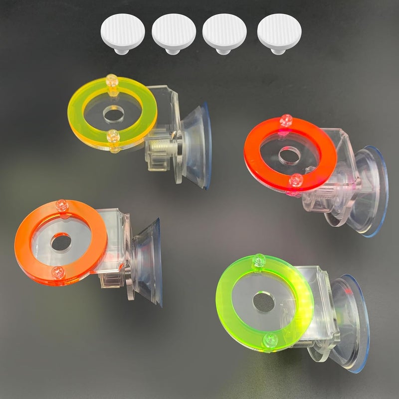 Weramics 4 Units frag Rack Fluorescent-Colored Acrylic Coral Base with Suction Cups and 4pcs T-Shaped Coral frag Plugs - Image 1